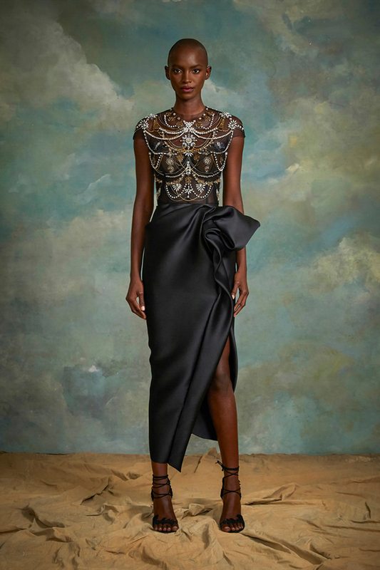 Embroidered Metallic Thread Midi Dress