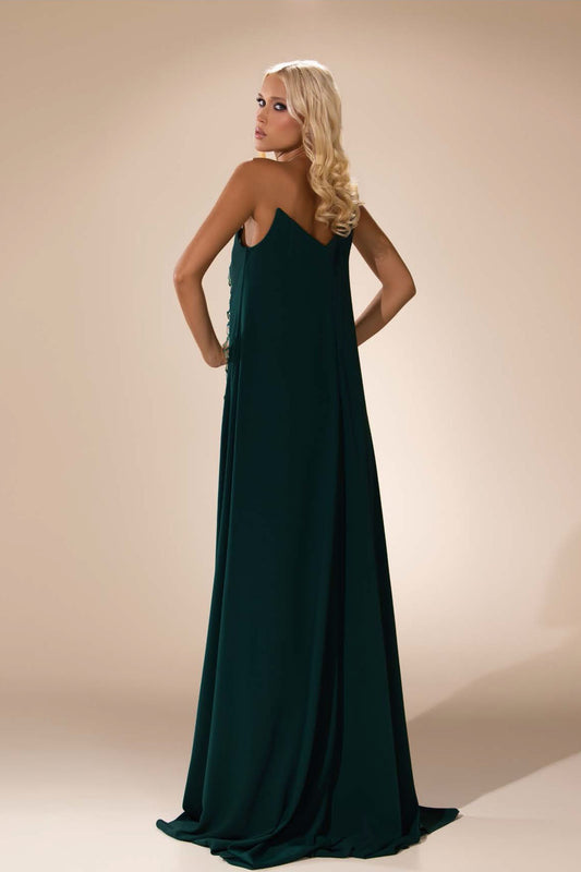 Strapless Cape-Style Gown