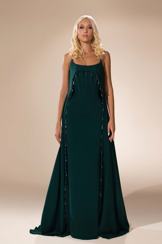 Strapless Cape-Style Gown