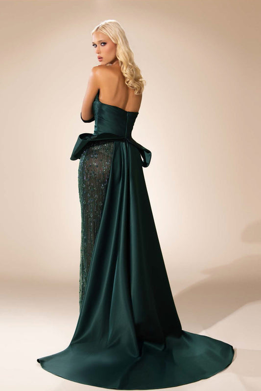 Strapless Satin & Tulle Gown