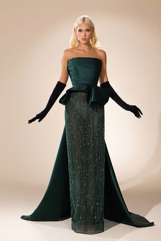 Strapless Satin & Tulle Gown