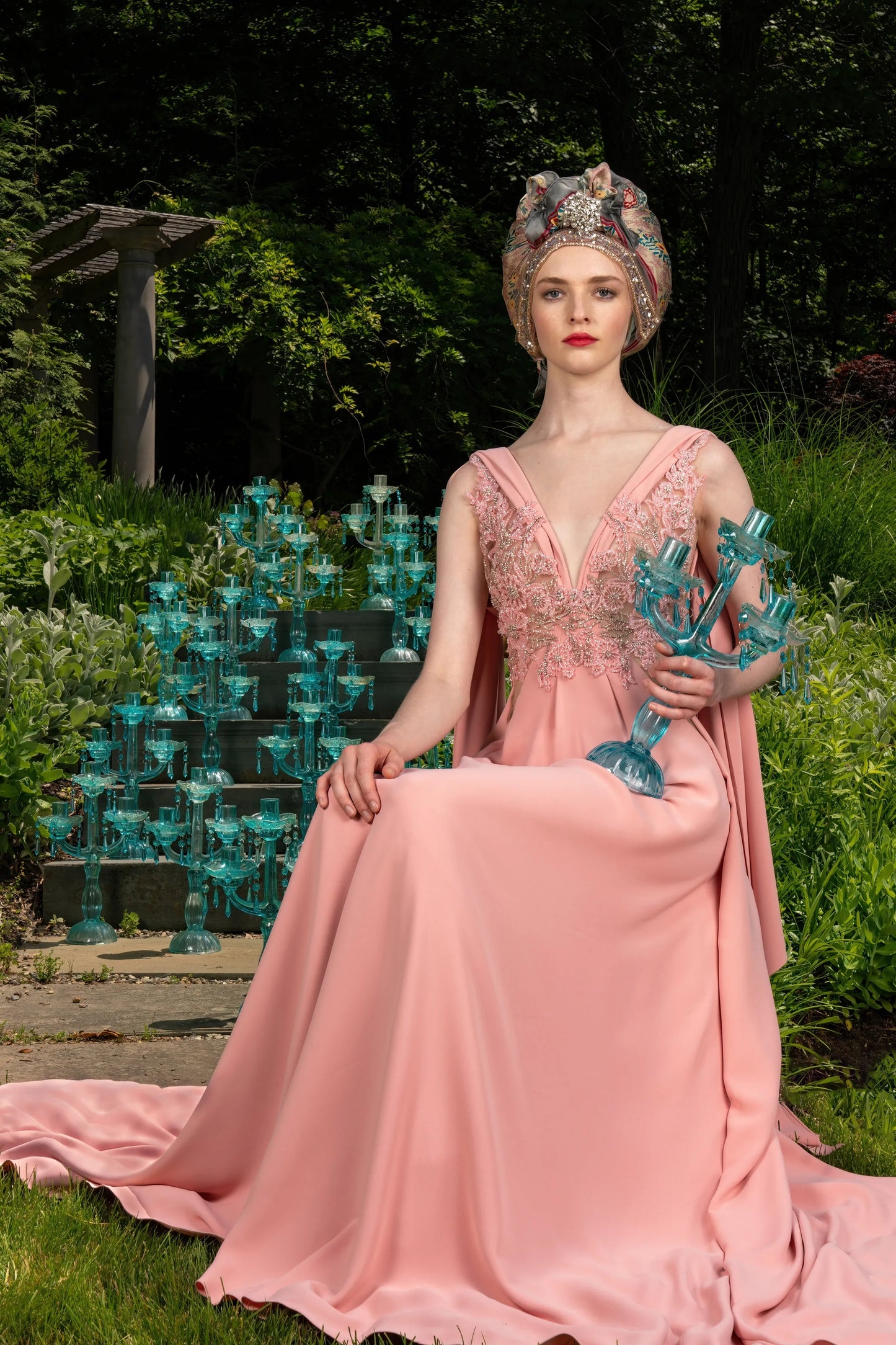 Sleeveless Crepe V-Neck Gown