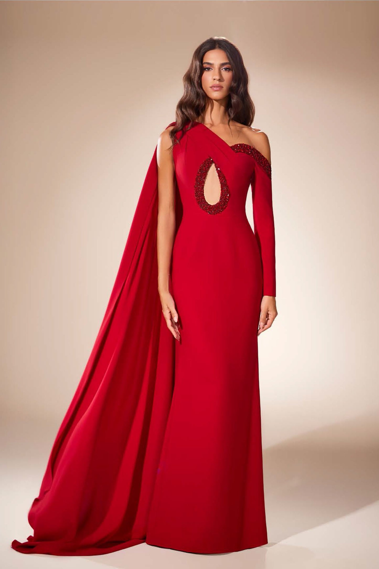 One Shoulder Cutout Gown