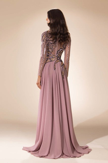 Long Sleeve Floral Gown