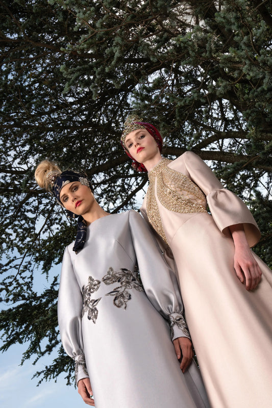 Trumpet Sleeve Mikado Piqu? Gown