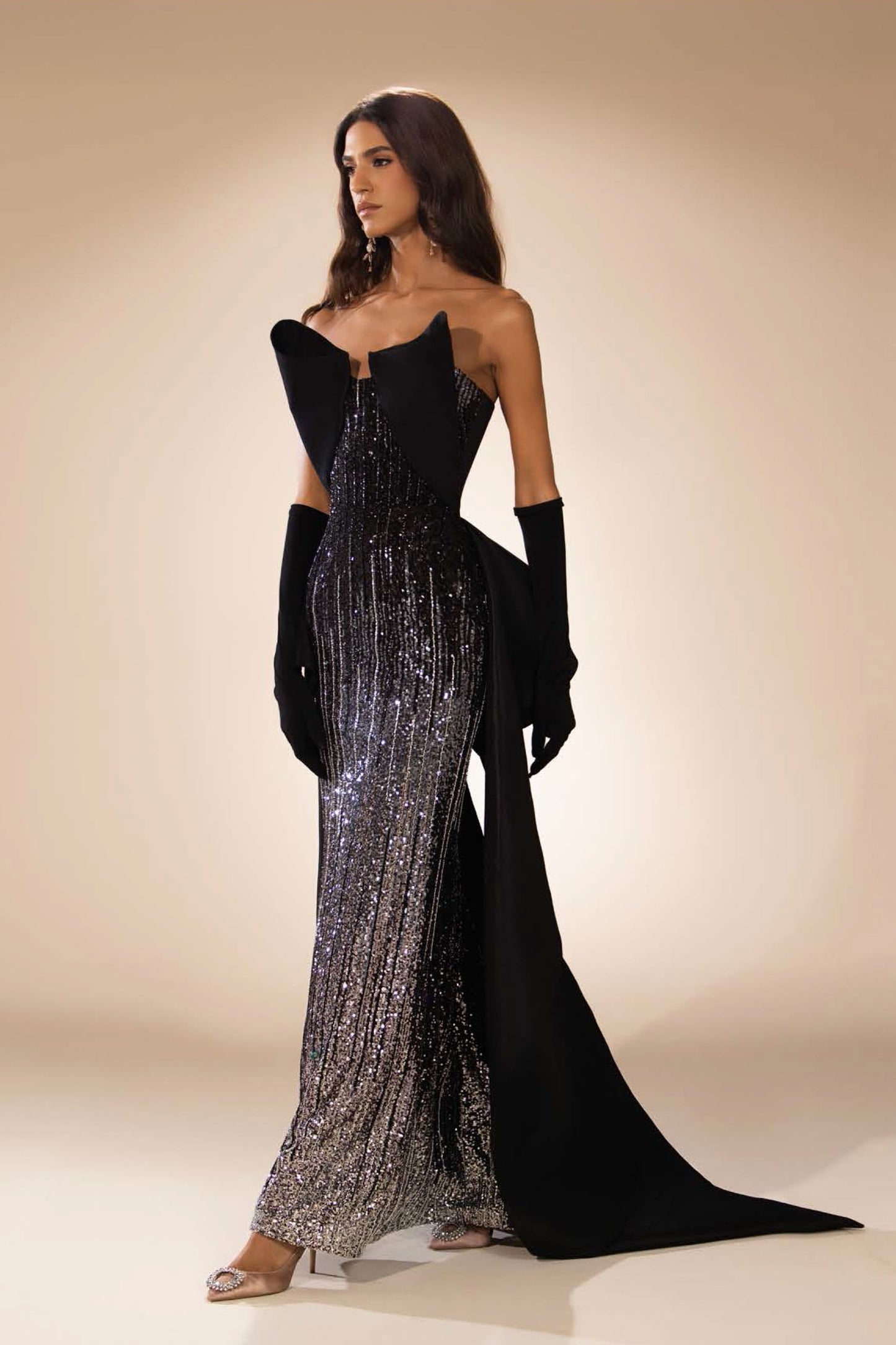 Taffeta Embroidered Gown