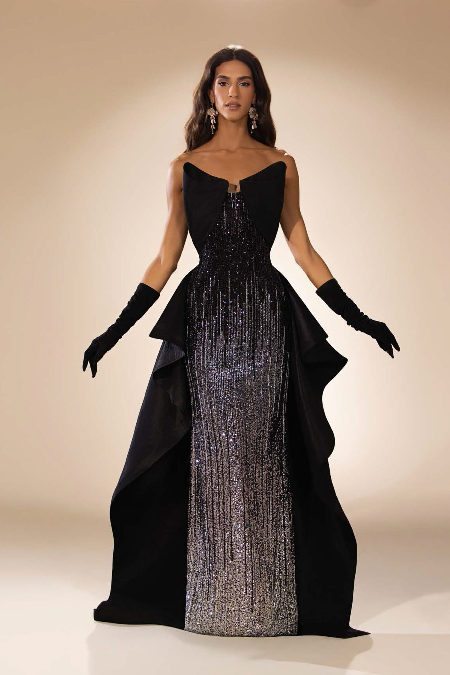 Taffeta Embroidered Gown