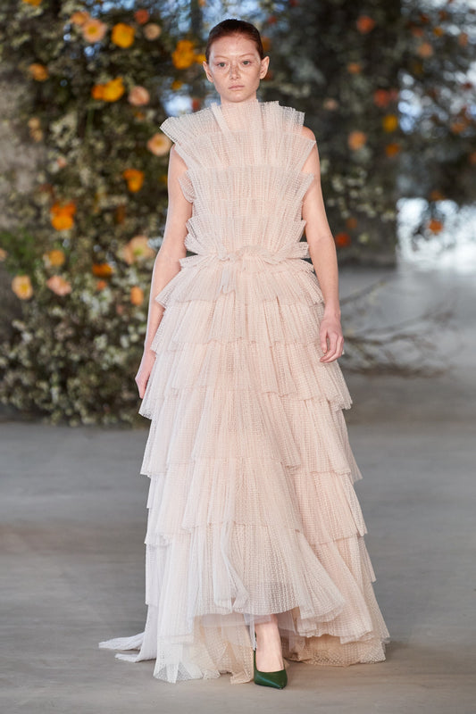 Pleated Tulle Gown