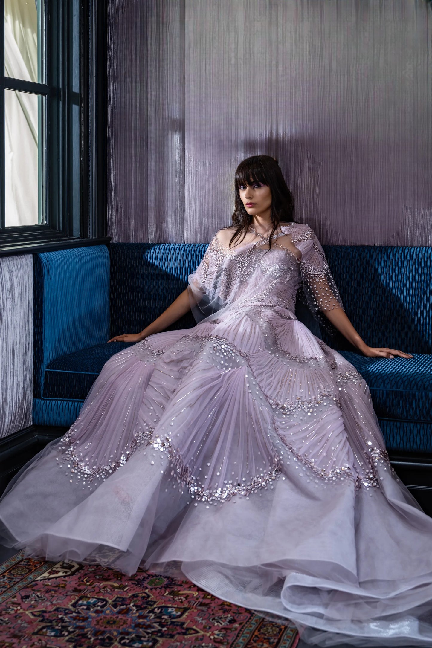 Embroidered Ballgown with Capelet