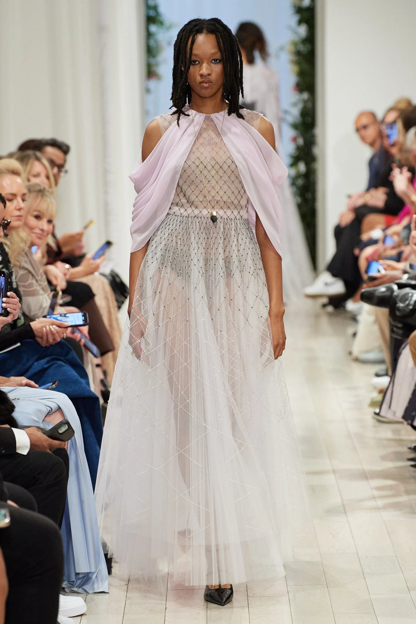 Tulle & Silk Draped Gown