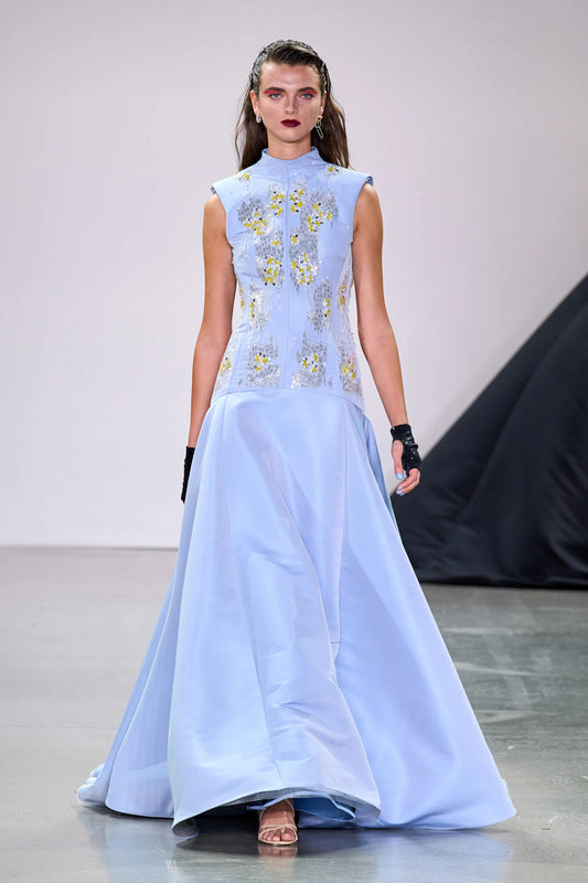 Crystal Embroidered Faille Gown