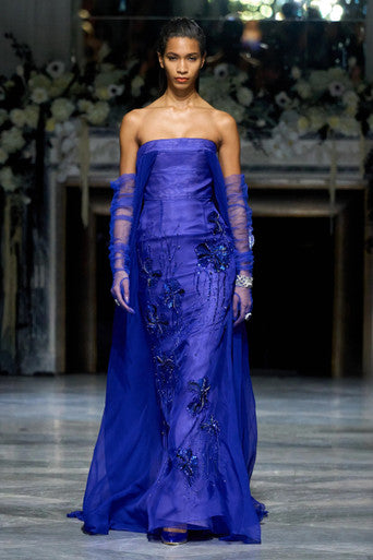 Yves Blue Organza and Chiffon  Gown
