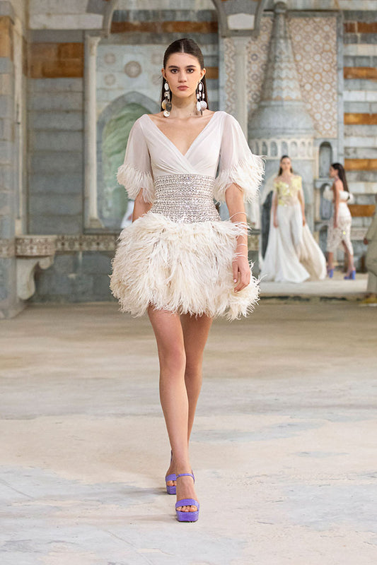 Short Beaded & Feathered Dress
