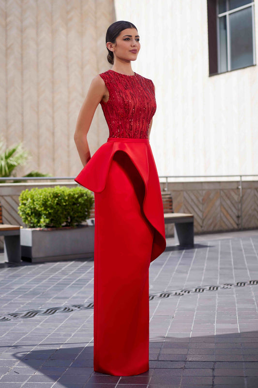 Satin Razmir & Tulle Column Gown