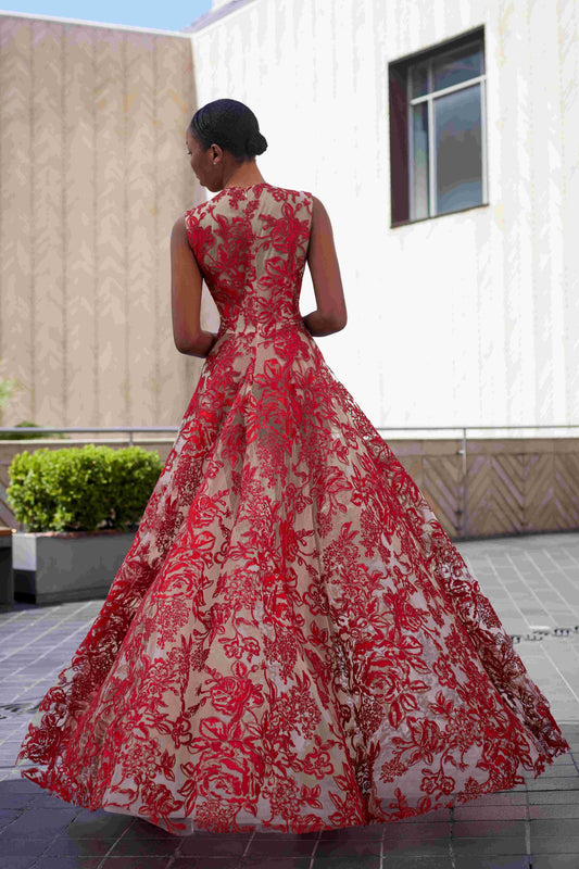 Tulle Embroidered Gown