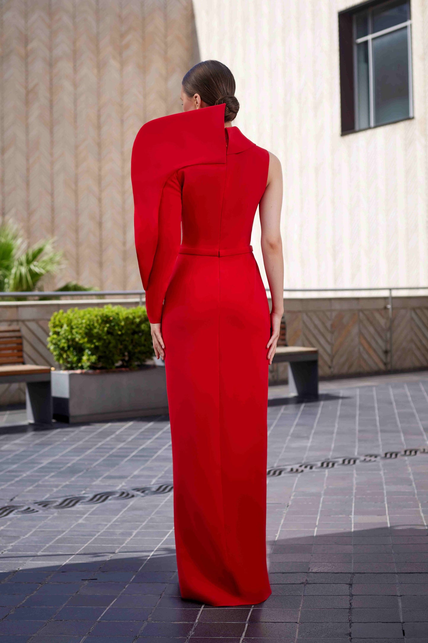 Asymmetrical Crepe Gown