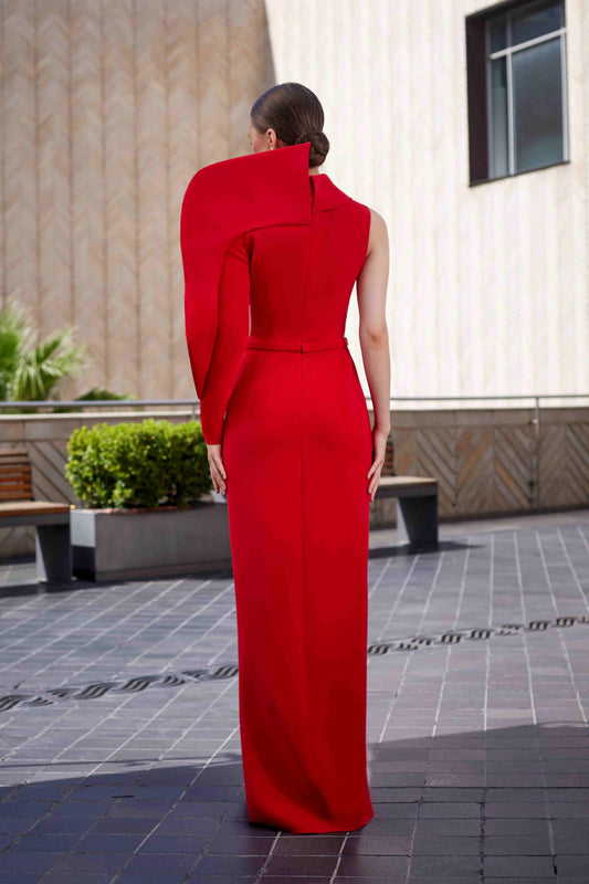 Asymmetrical Crepe Gown
