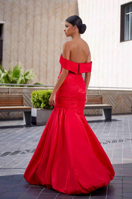 Off Shoulder Tafta & Satin Gown