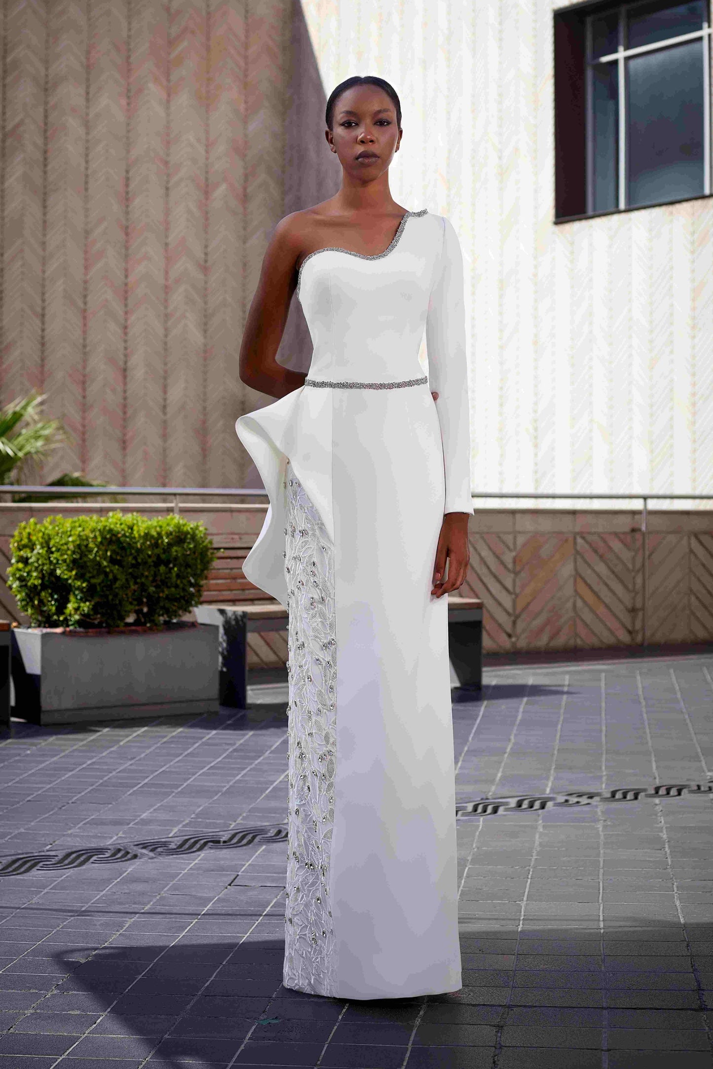 Lace Embroidery & Swarovski Gown