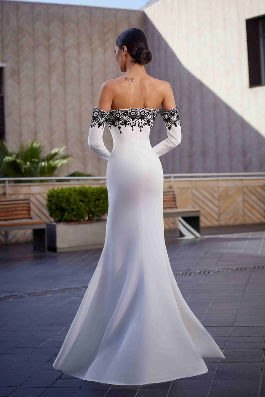 Crepe Cady & Embroidery Gown