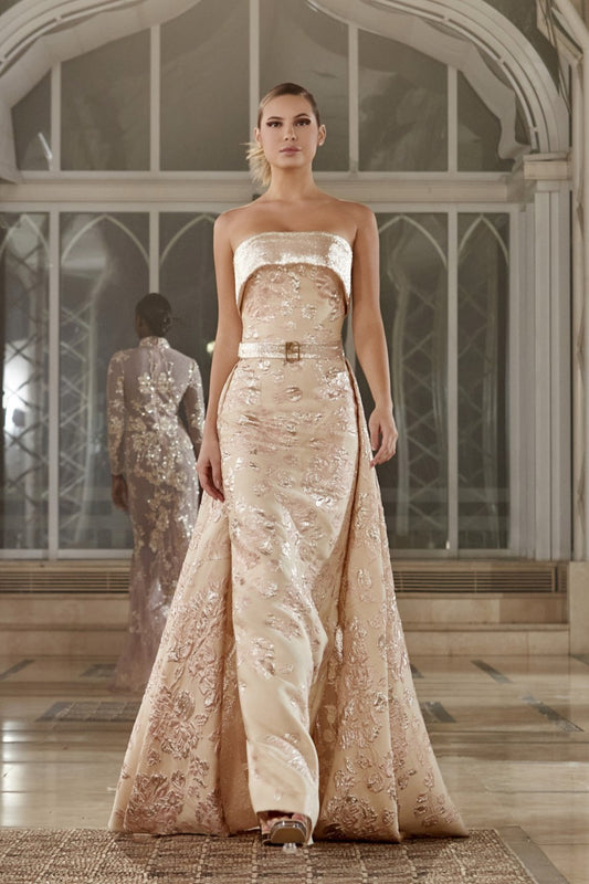 Brocade Strapless Gown