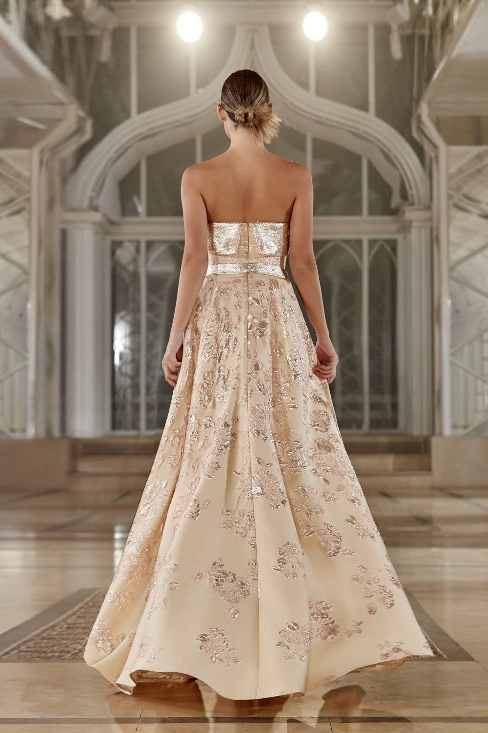 Brocade Strapless Gown