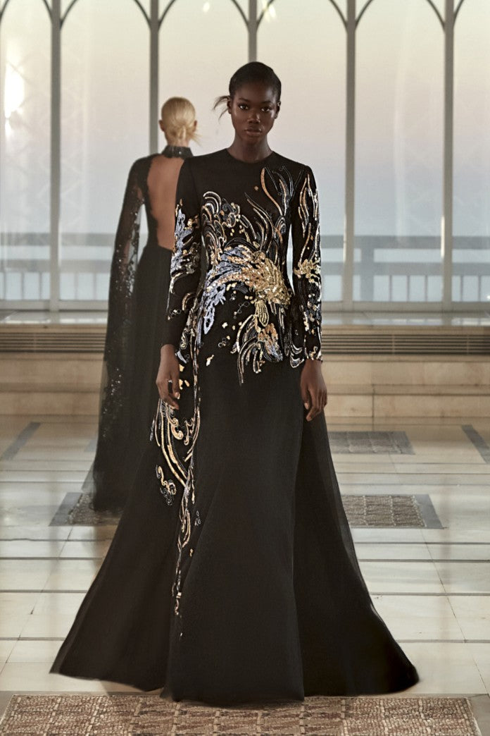 Long Sleeve Tulle Gown