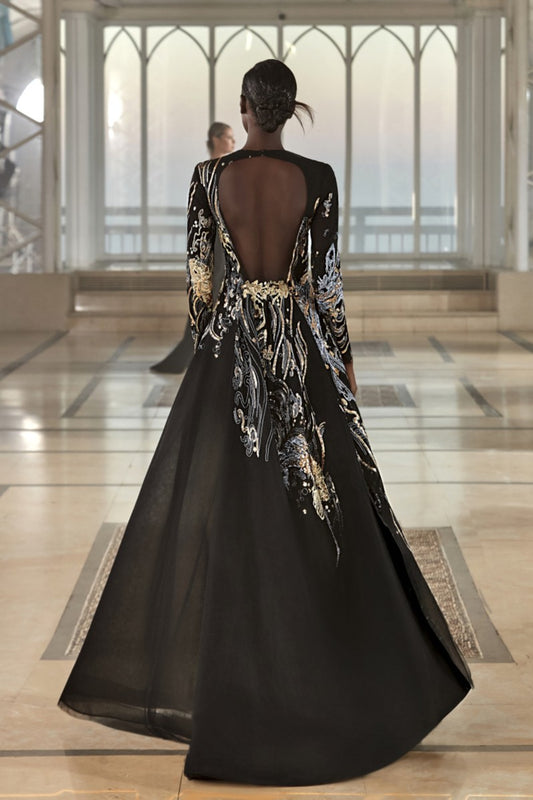 Long Sleeve Tulle Gown