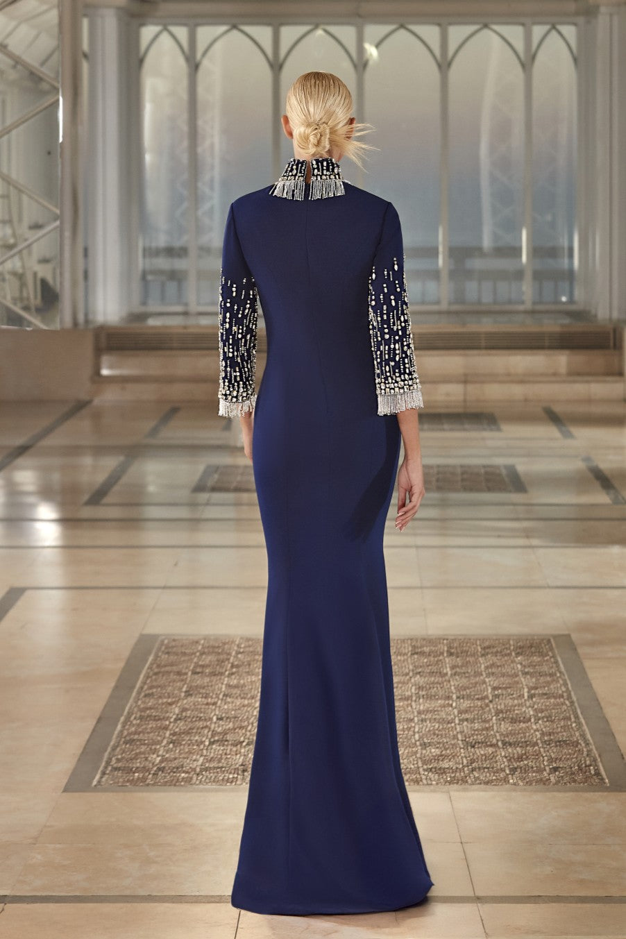 High Collar Beaded Gown