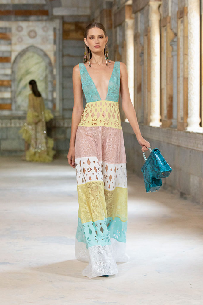 Lace Deep V Neckline Gown