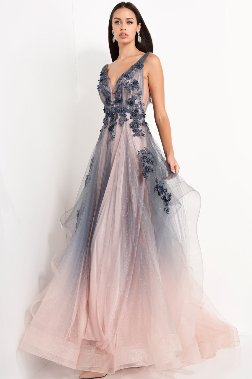 Sleeveless- A Line Tulle Evening Gown