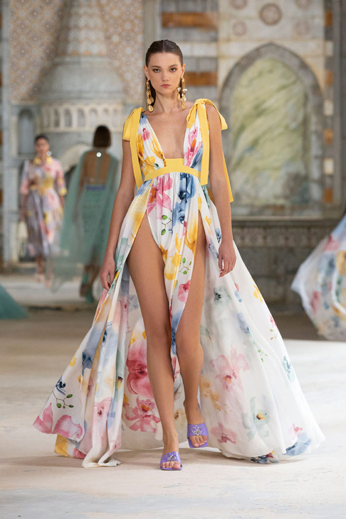 Floral Double Slits Gown