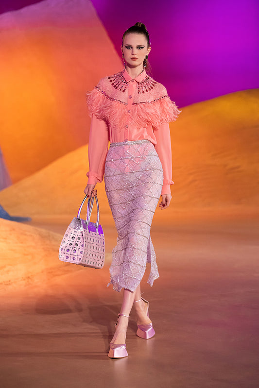 Feather Detail Shirt and Skirt