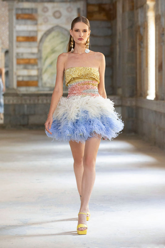 Strapless Beaded Cocktail Dress