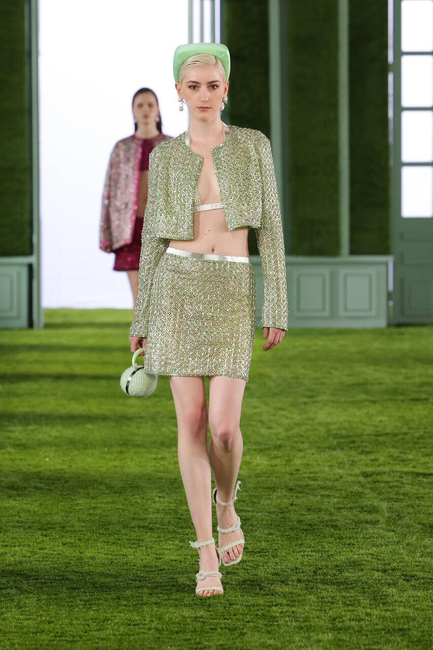 Cropped Tulle Jacket with Tulle Bralette and Skirt