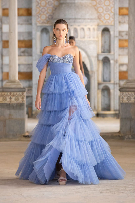 Ruffle Tulle Gown