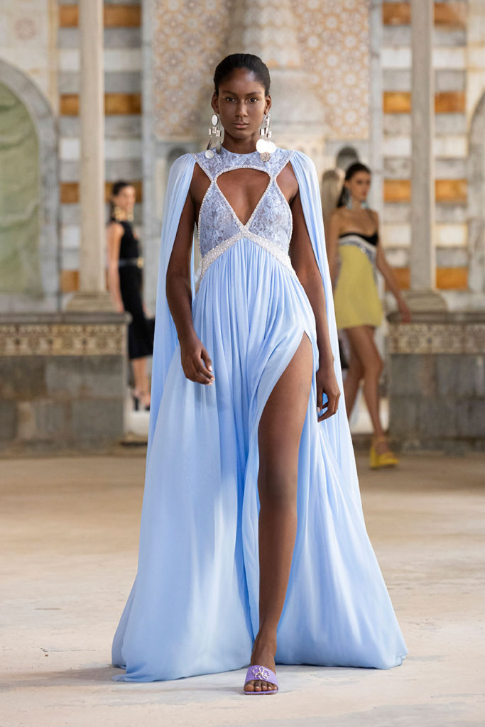 Blue Gown with High Slit