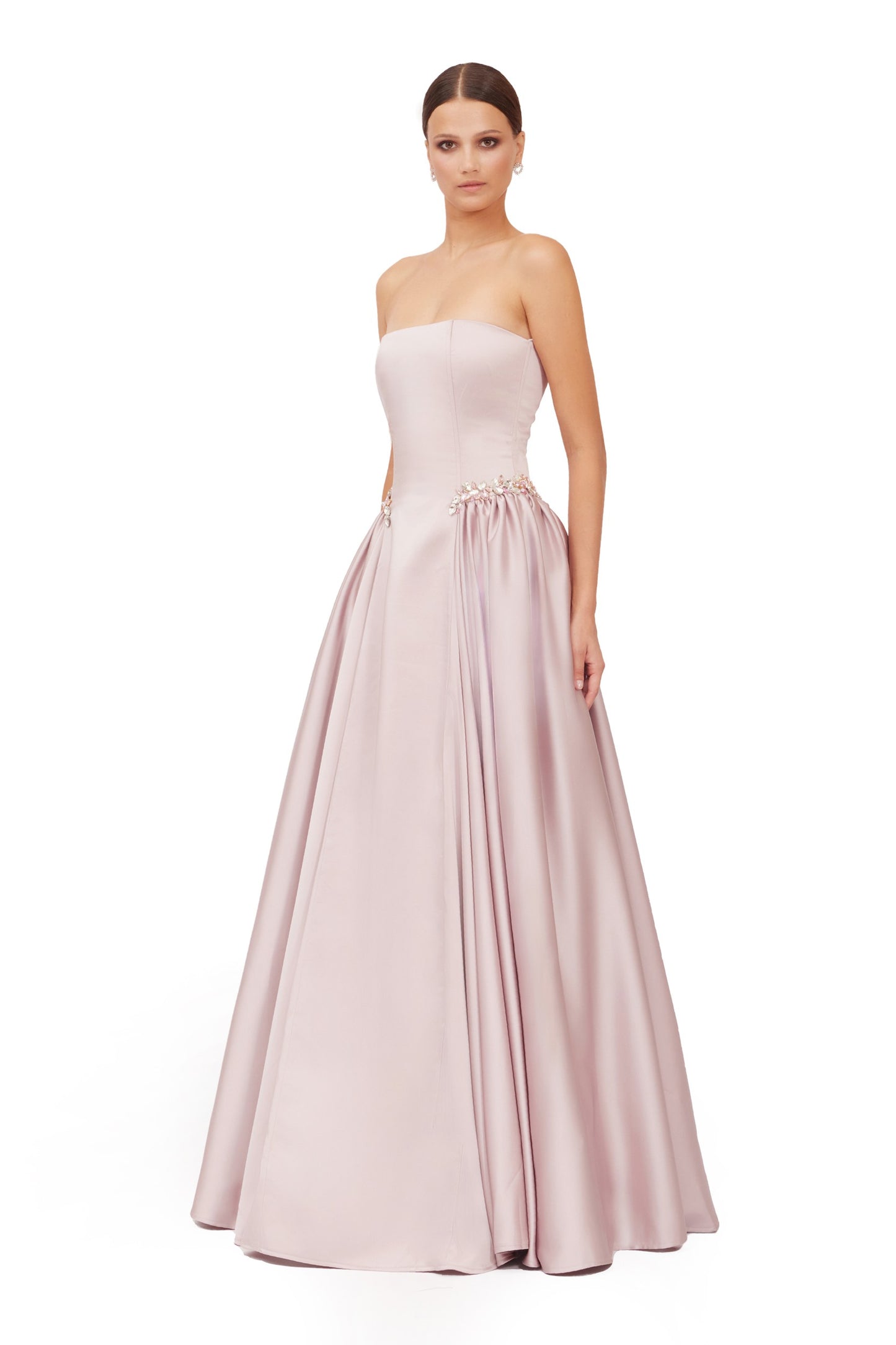 Long Satin Ball Gown