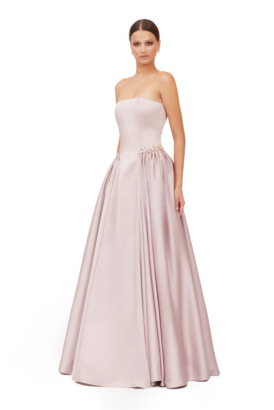 Long Satin Ball Gown