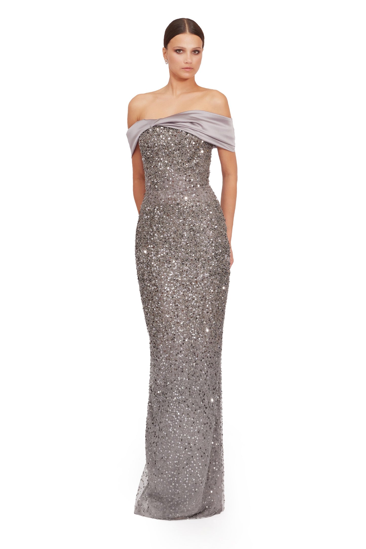 Long Off Shoulders Sequin Dress