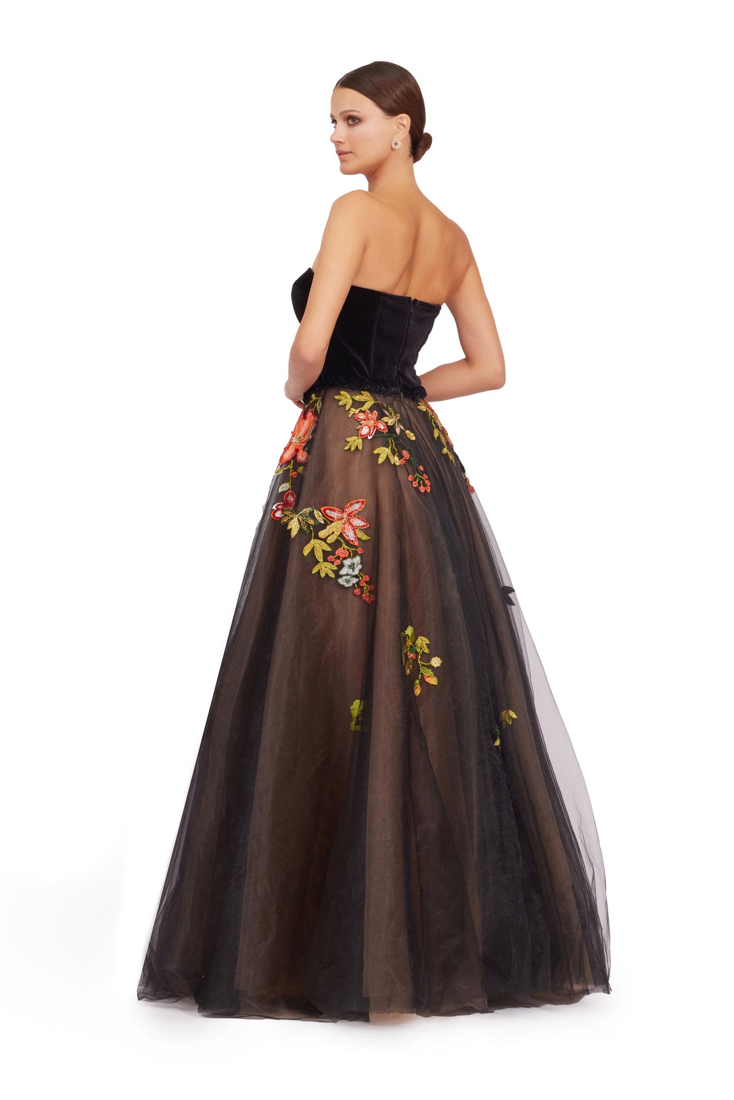 Long Tulle Ball Gown with Velvet Corset