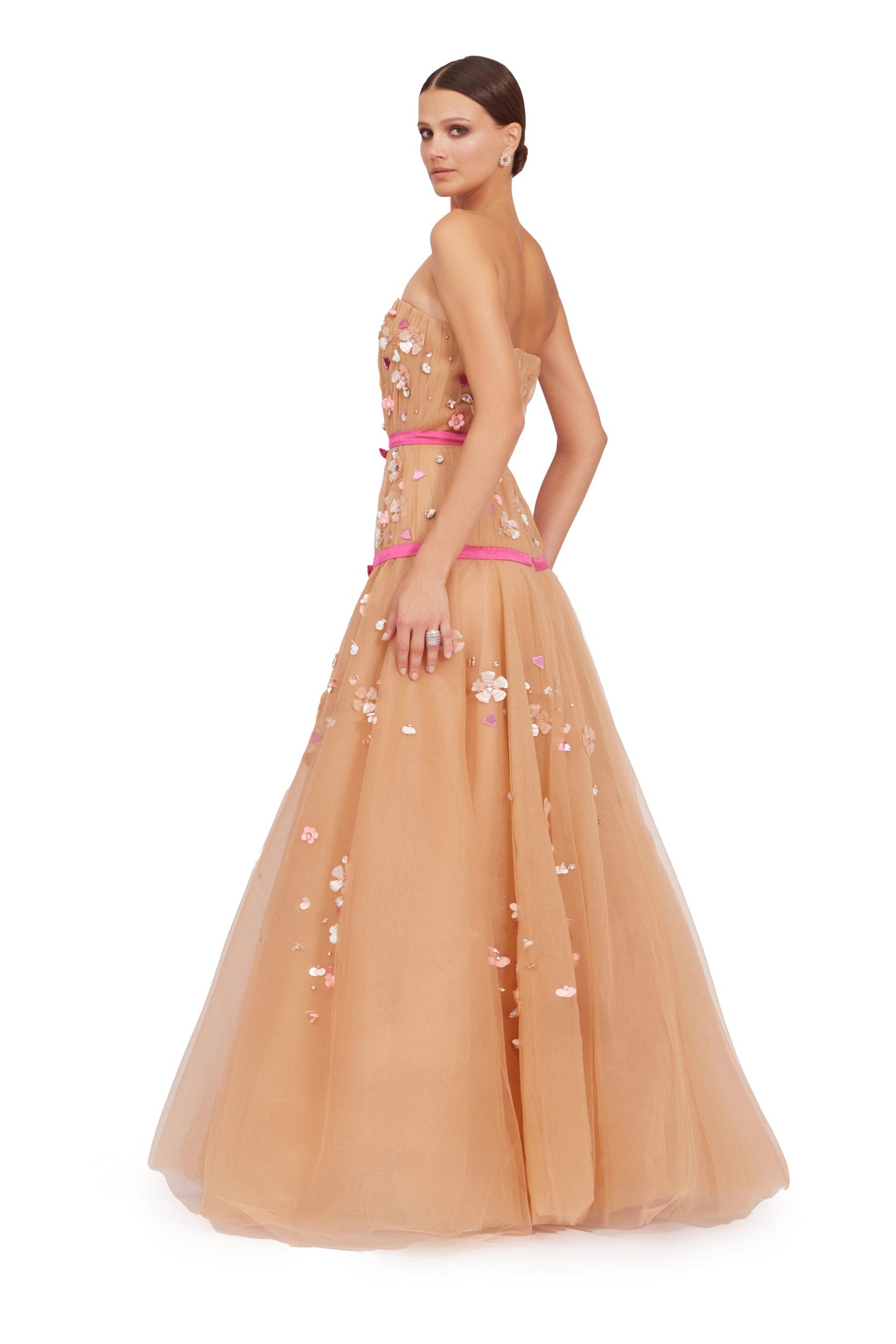 Long Tulle Beaded Dress