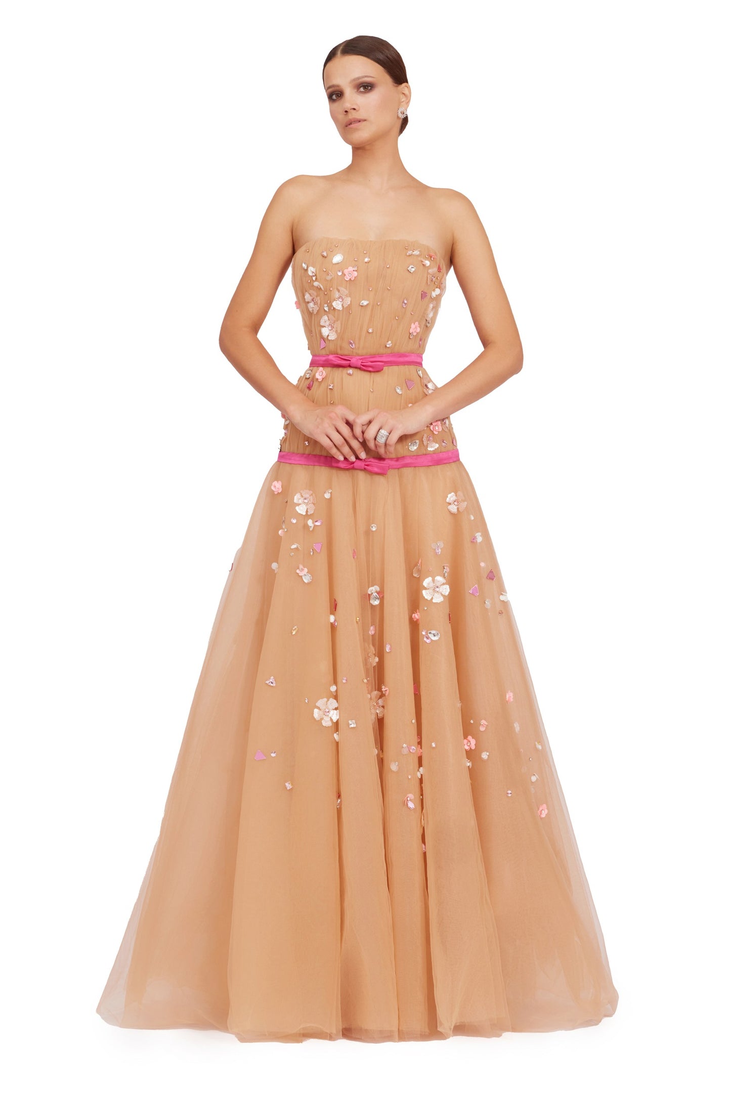 Long Tulle Beaded Dress