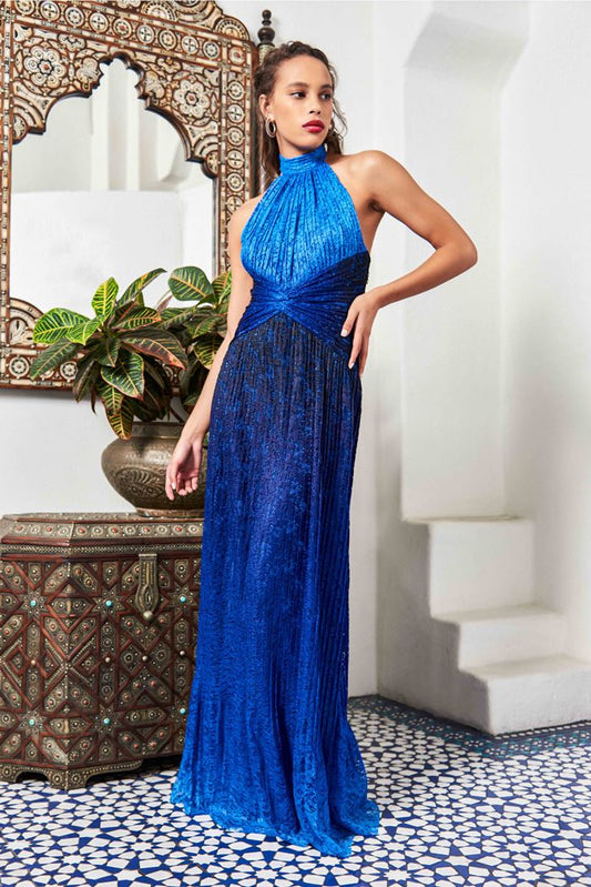Halter Neck Ombre Evening Gown