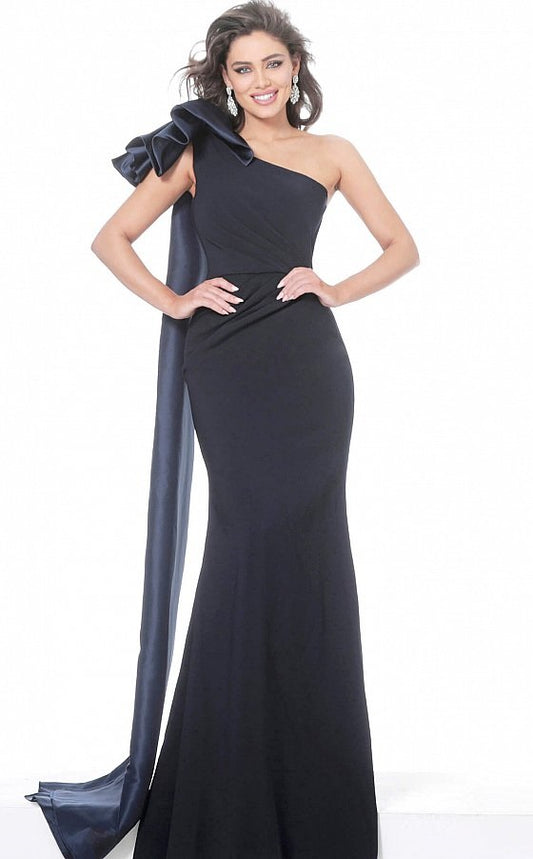 One Shoulder Ruched Waist Evening Gown