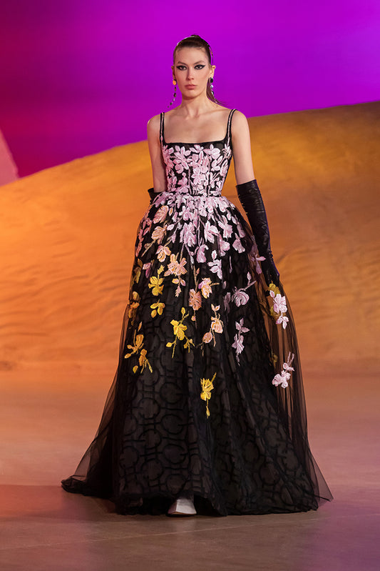 Floral Applique Ball Gown