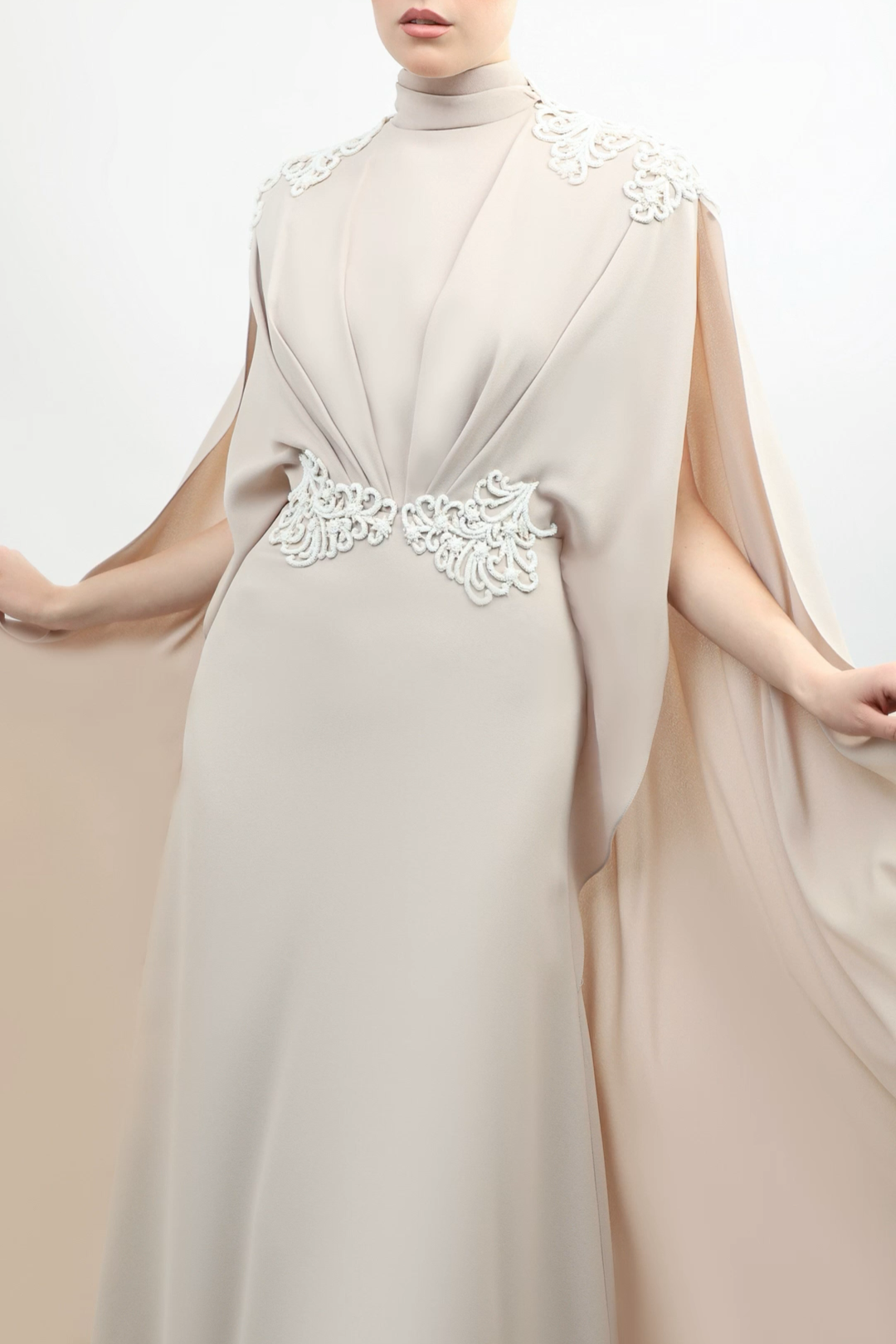 Crepe Beaded Gown