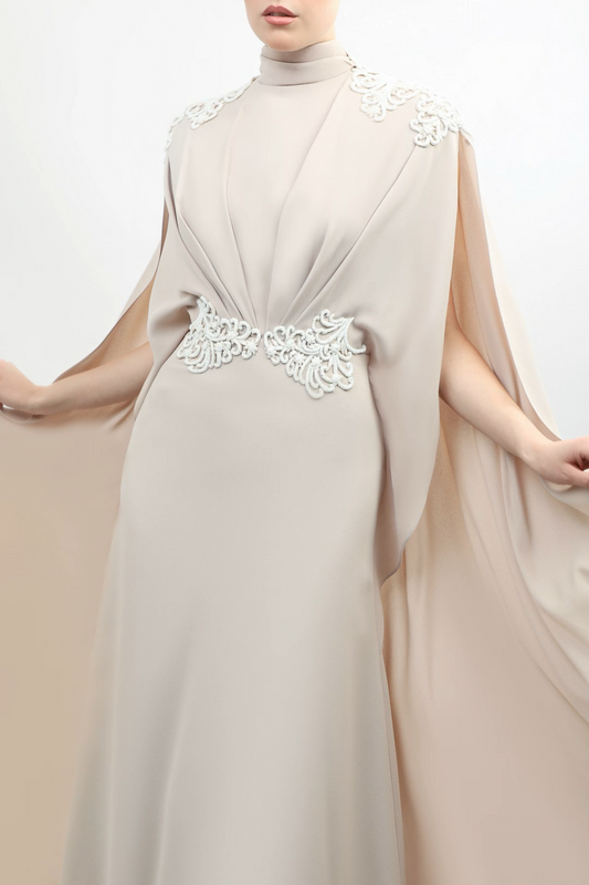 Crepe Beaded Gown