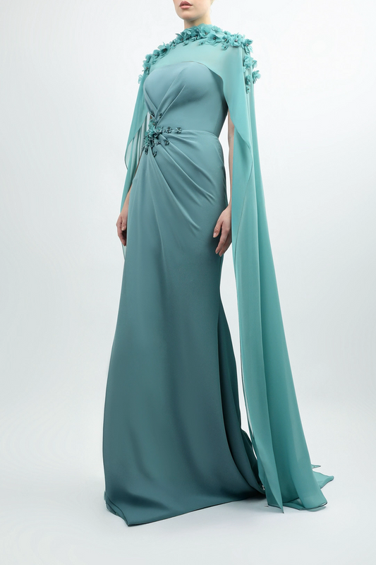 Strapless Floral Gown