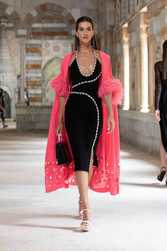 Crepe Midi Dress & Cape